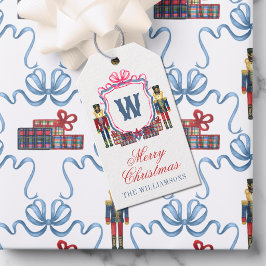 Waterverf Plaid Notenkraker Beer Monogram Wapen Cadeaulabel