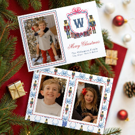 Waterverf Plaid Notenkraker Beer Monogram Wapen Feestdagenkaart