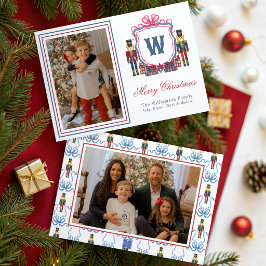 Waterverf Plaid Notenkraker Beer Monogram Wapen Feestdagenkaart