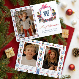 Waterverf Plaid Notenkraker Beer Monogram Wapen Feestdagenkaart