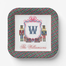 Waterverf Plaid Notenkraker Beer Monogram Wapen Papieren Bordje