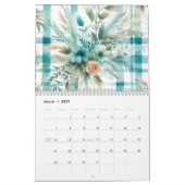 Waterverf Plaid Patterns and Flowers 2026 Kalender (Mar 2027)