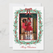 Waterverf Plaid Ribbon Garland Christmas Feestdagenkaart (Voorkant)