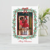 Waterverf Plaid Ribbon Garland Christmas Feestdagenkaart (Staand voorkant)