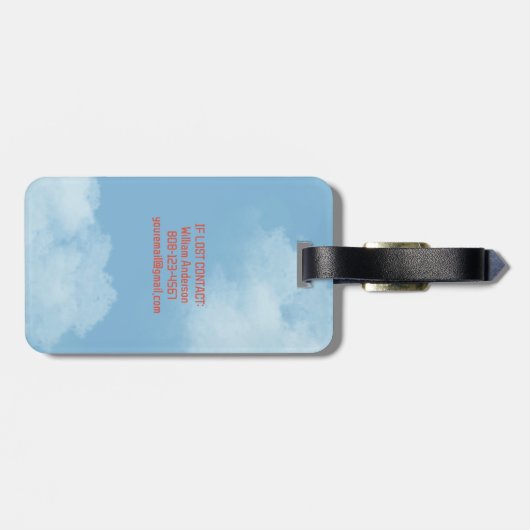 Waterverf Plaid Rode Vrachtwagen Sneeuw Kerstvakan Bagagelabel (Achterkant horizontaal)