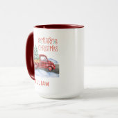 Waterverf Plaid Rode Vrachtwagen Sneeuw Vrolijk Ke Mok (Voorkant links)