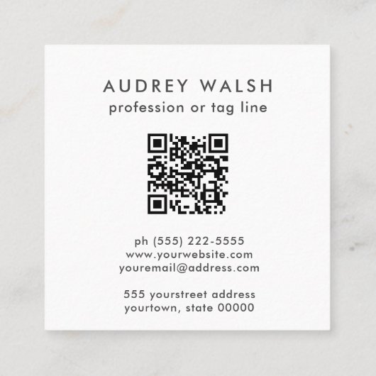 Waterverf Plaid Sinaasappel Cream Blue QR CODE Vierkante Visitekaartje (Achterkant)