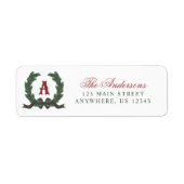 Waterverf Plaid Tartan Laurierkrans Monogram Etiket (Voorkant)