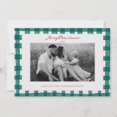 Waterverf Plaid Tweezijdige Familiefoto Kerst Feestdagenkaart (Voorkant)