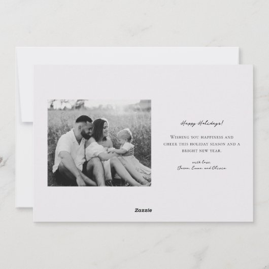 Waterverf Plaid Tweezijdige Familiefoto Kerst Feestdagenkaart (Achterkant)