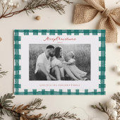 Waterverf Plaid Tweezijdige Familiefoto Kerst Feestdagenkaart