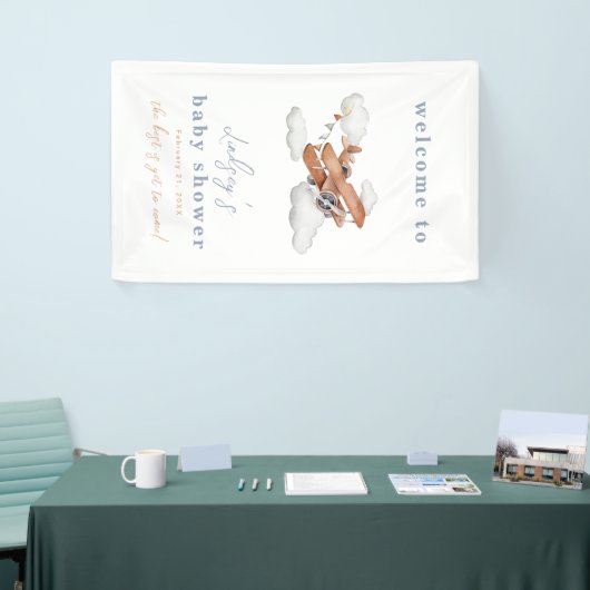 Waterverf Plane Baby shower welkomstbanner Spandoek (Beurs)