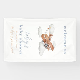 Waterverf Plane Baby shower welkomstbanner Spandoek