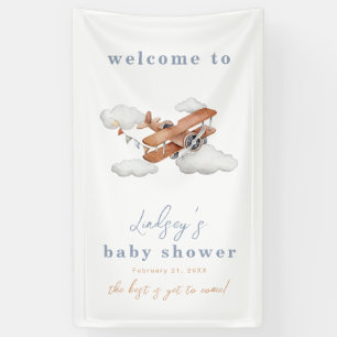 Waterverf Plane Baby shower welkomstbanner Spandoek