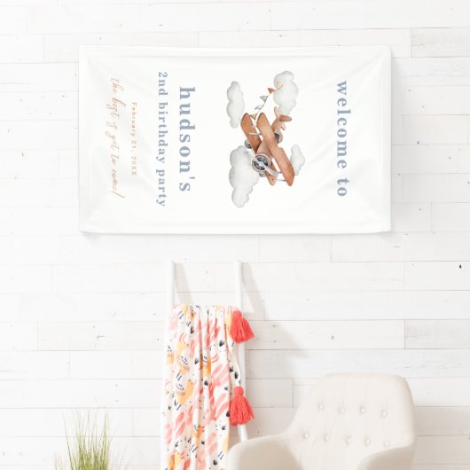 Waterverf Plane Verjaardag Welkomstbanner Spandoek (Insitu)