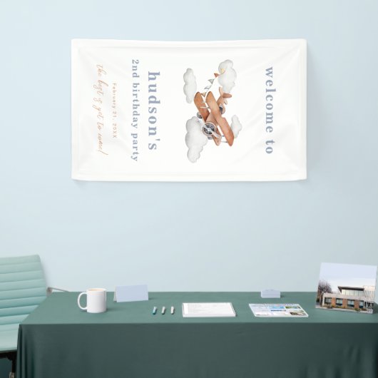 Waterverf Plane Verjaardag Welkomstbanner Spandoek (Beurs)