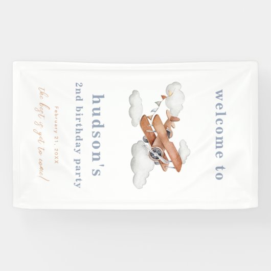 Waterverf Plane Verjaardag Welkomstbanner Spandoek (Horizontaal)