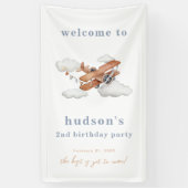 Waterverf Plane Verjaardag Welkomstbanner Spandoek (Verticaal)