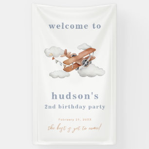 Waterverf Plane Verjaardag Welkomstbanner Spandoek