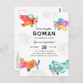 Waterverf Planes Clouds Sky Kind Vliegtuig Verjaar Briefkaart (Voorkant / Achterkant)