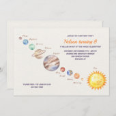 Waterverf Planets Birthday Invitation Kaart (Voorkant / Achterkant)
