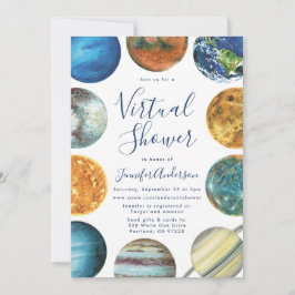 Waterverf Planets Virtual Baby shower Kaart