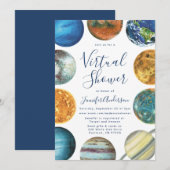 Waterverf Planets Virtual Baby shower Kaart (Voorkant / Achterkant)