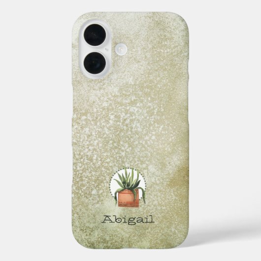 Waterverf Plant en achtergrond met naam Case-Mate iPhone Case (Achterkant)