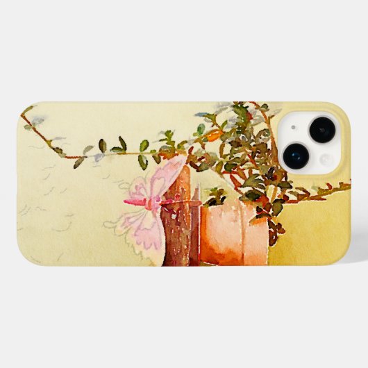 Waterverf Plant en vlinder Case-Mate iPhone Case (Achterkant (horizontaal))