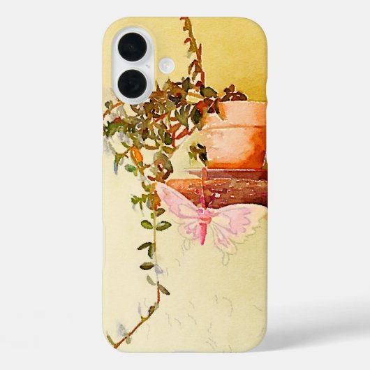Waterverf Plant en vlinder Case-Mate iPhone Case (Achterkant)