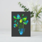 Waterverf plant groen en blauw abstract briefkaart (Staand voorkant)