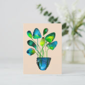 Waterverf plant groen en blauw abstract briefkaart (Staand voorkant)