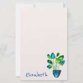Waterverf plant groen en blauw abstract briefpapier (Voorkant)