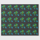 Waterverf plant groen en blauw abstract cadeaupapier (Vlak)