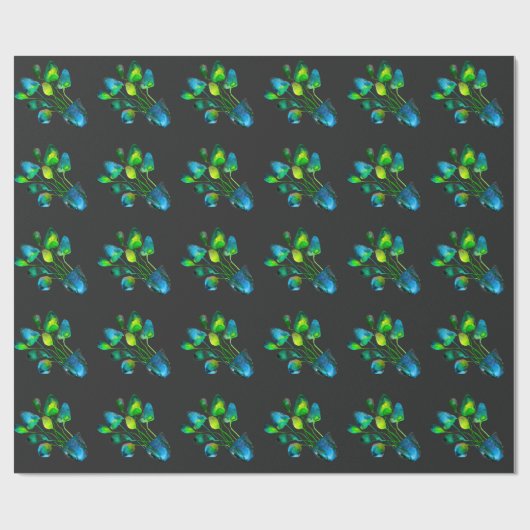 Waterverf plant groen en blauw abstract cadeaupapier (Vlak)