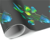 Waterverf plant groen en blauw abstract cadeaupapier (Rol Hoek)