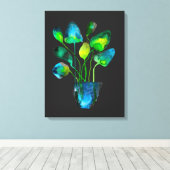 Waterverf plant groen en blauw abstract canvas afdruk (Insitu (Houten vloer))