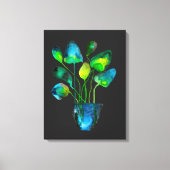 Waterverf plant groen en blauw abstract canvas afdruk (Voorkant)