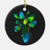 Waterverf plant groen en blauw abstract keramisch ornament (Voorkant)