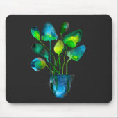Waterverf plant groen en blauw abstract muismat (Voorkant)