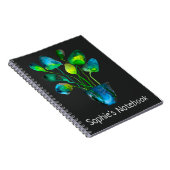 Waterverf plant groen en blauw abstract notitieboek (Rechterzijde)