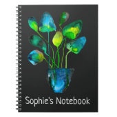Waterverf plant groen en blauw abstract notitieboek (Voorkant)