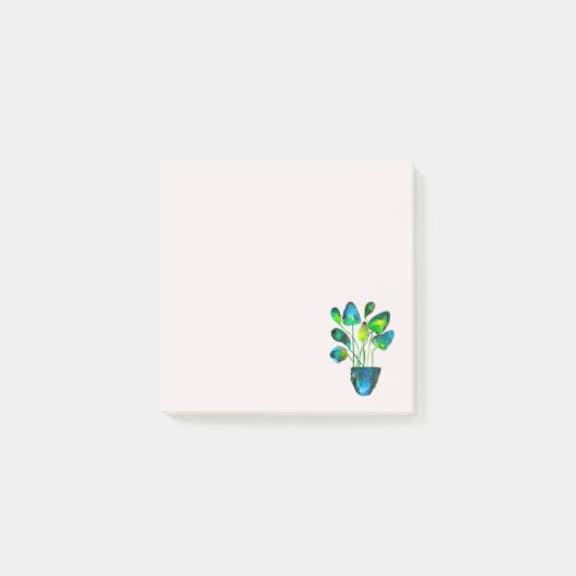 Waterverf plant groen en blauw abstract post-it® notes (Voorkant)