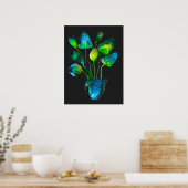 Waterverf plant groen en blauw abstract poster (Keuken)