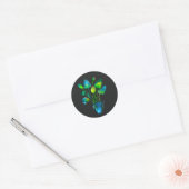 Waterverf plant groen en blauw abstract ronde sticker (Envelop)