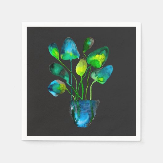 Waterverf plant groen en blauw abstract servet (Voorkant)