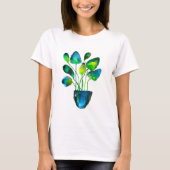 Waterverf plant: groen en blauw abstract T-Shi T-shirt (Voorkant)