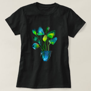 Waterverf plant groen en blauw abstract t-shirt