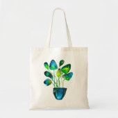 Waterverf plant groen en blauw abstract tote bag (Voorkant)
