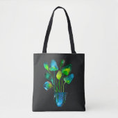 Waterverf plant groen en blauw abstract tote bag (Voorkant)